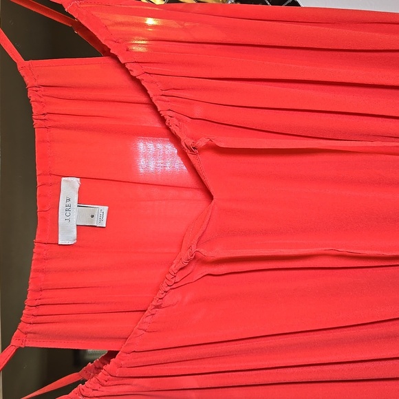 J. Crew Washable Silk Sleeveless A-Line Lined Chiffon Coral Maxi Dress NWOT - Picture 5 of 14